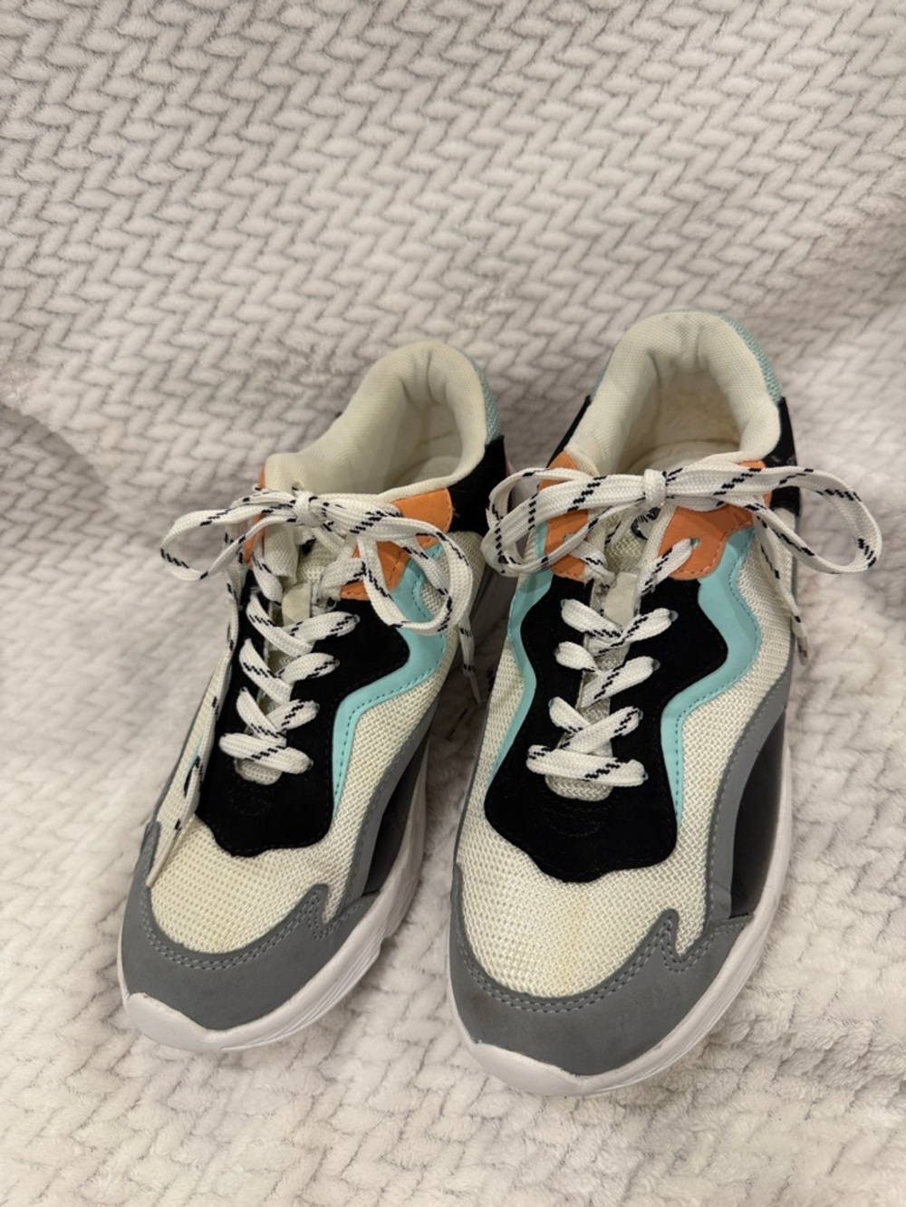 AirWalk Multicolor Retro Chunky Sneakers White, Black, Gray, Teal, Orange Size 9